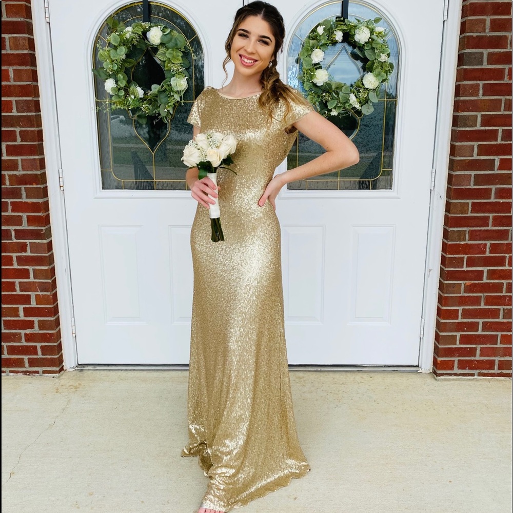 Revelry Champagne Gold Sequin Dress